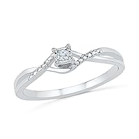 Sterling Silver White Round Diamond Fashion Ring (0.06CTTW)