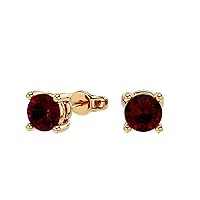 VVS Gems Certified Elegant 10K Gold Round Shape Created Gemstone 4 MM Solitaire Stud Earrings for women, Birthstone Jewelry