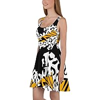 Animal Print Pattern - Yellow, Black and White Sleeveless Skater Dress