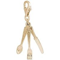 Rembrandt Charms Fork Knife & Spoon Charm with Lobster Clasp