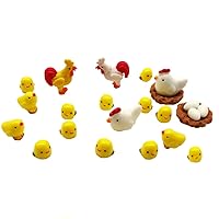22Pcs Miniature Family Chicken,Cock,Hen,Egg,Chickens Nest Ornament Micro Landscape Fairy Garden Décor