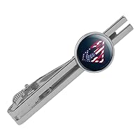 Superman USA American Flag Shield Logo Round Tie Bar Clip Clasp Tack Silver Color Plated