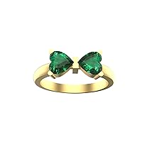 1.80 Ctw Heart Shape Natural Zambian Emerald Ring In 14k Solid Gold For Girls And Women 5 MM Emerald