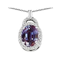 Tommaso Design Oval 10x8mm Simulated Alexandrite Pendant Necklace 14kt Gold