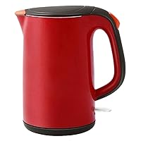 Kettles, 1.7 Double Wall 304 Stainless Steel, Hot Water Boiler Auto Shut-Off and Boil-Dry Protection, Wide Opening Glass Tea Kettle & Hot Water Boiler, for Family Use, Travel/Red/15*15*23CM