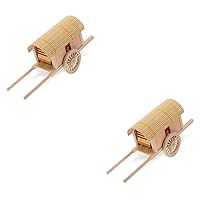 2pcs Carriage Model The Office Gifts Dining Table Decor Wood Horse Cart Craft Wood Cart Figurine Mini Toys Ancient Carriage Decor Desk Art Decor Kids Child Abs Fake Model Household