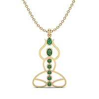 2.45 Cts Emerald Gemstone Yoga Pendant 925 Sterling Silver Seven Chakra Meditation Pendant Necklace Jewelry
