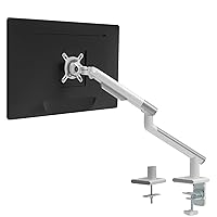 Single White Monitor Mount Arm Stand, Fully Adjustable, Mechanical Spring Tension Indicator, Bracket with Clamp, Display Up to 32 inch, 22lbs Weight Capacity (MATI001-W), White