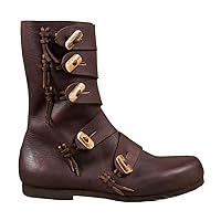 Unisex Medieval Style Leather Boots With Button Closure