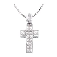 The Diamond Deal 14kt White Gold Womens Princess Diamond Cross Faith Pendant 1/2 Cttw