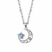 S925 Sterling Silver Star And Moon Necklace
