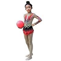 LIUHUO Red Turtleneck Long Sleeve Rhythmic Gymnastics Leotard Girls Professional Competition Training Suit