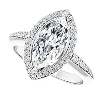 ERAA JEWEL 4.0 CT Marquise Colorless Moissanite Engagement Rings Wedding/Bridal Rings Set, Solitaire Halo Style, Solid Gold Silver Vintage Antique Anniversary Promise Ring Gift for Her