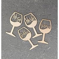 Wine glass with names wedding Decor wood Wine glass Wedding place cards Wine place cards Wedding table decor Wedding CUSTOM signs,Wood Name Place Tag Card, 1 shipped.