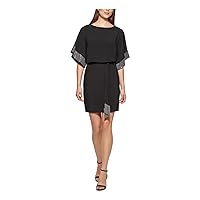 Jessica Howard Womens Embellished Knee-Length Cocktail and Party Dress Black 10