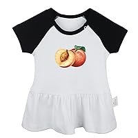 Fruit Peach Pattern Cute Dresses, Newborn Infant Baby Girls Princess Dress, Toddler Kids Ruffles Cotton Clothing