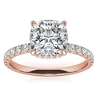 Cushion Cut Moissanite Ring, 1.0 ct, Sterling Silver, Bridal Engagement Ring for Her