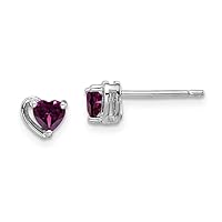 925 Sterling Silver Rhod Plated Rhodolite Garnet Love Heart Post Earrings Measures 5.05x5.5mm Wide Jewelry for Women