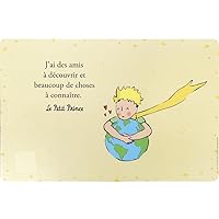 Place Mat The Little Prince Hugging in His Arms the Planet Earth as to Protect Her – Beige Background with Stars All Around