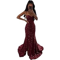 Mermaid Prom Dresses Spaghetti strapsparkly Sequined Formal Gowns and Evening Dresses for Women 2024