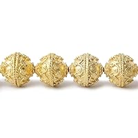 10mm 22kt Gold Plated Copper Persian Design Round Bead 8 inch 18 Pieces