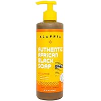 Alaffia Skin Care, Authentic African Black Soap, All in One Liquid Soap, Moisturizing Face Wash, Sensitive Skin Body Wash, Shampoo, Shaving Soap, Shea Butter, Unscented, 16 Fl Oz