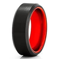 Red Tungsten Wedding Ring,Black Tungsten Ring,8mm Wedding Ring,Tungsten Wedding Band,Anniversary Ring,Engagement Ring,Comfort Fit
