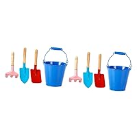 BESTOYARD 2 Sets Tool Tools Practical Miniature Outdoor Rake Gardening Bucket Mini Color Toy for Digging Transplanting Pails Safe The Shovels Beach Kids Wooden Planting Supplies