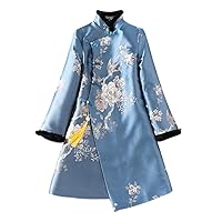 Cotton windbreaker, improved cheongsam, mid-length quilted and cotton coat, retro slim cotton coat