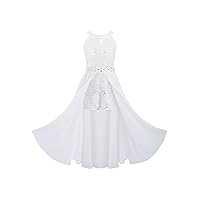 iiniim Kids Big Girls High-Neck Maxi Romper Dress Junior Bridesmaid Wedding Flower Dress Party Evening Long Gown