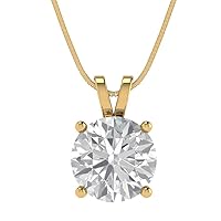 3.05 ct Round Cut Stunning Genuine Created White Sapphire Solitaire Pendant Necklace With 16