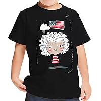 Cute American Flag Toddler T-Shirt - Cartoon Print Kids' T-Shirt - Cute Tee Shirt for Toddler