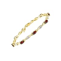 Bracelets for Women Yellow Gold Plated Silver XOXO Hugs & Kisses Tennis Bracelet Gemstone & Genuine Diamonds Adjustable to Fit 7