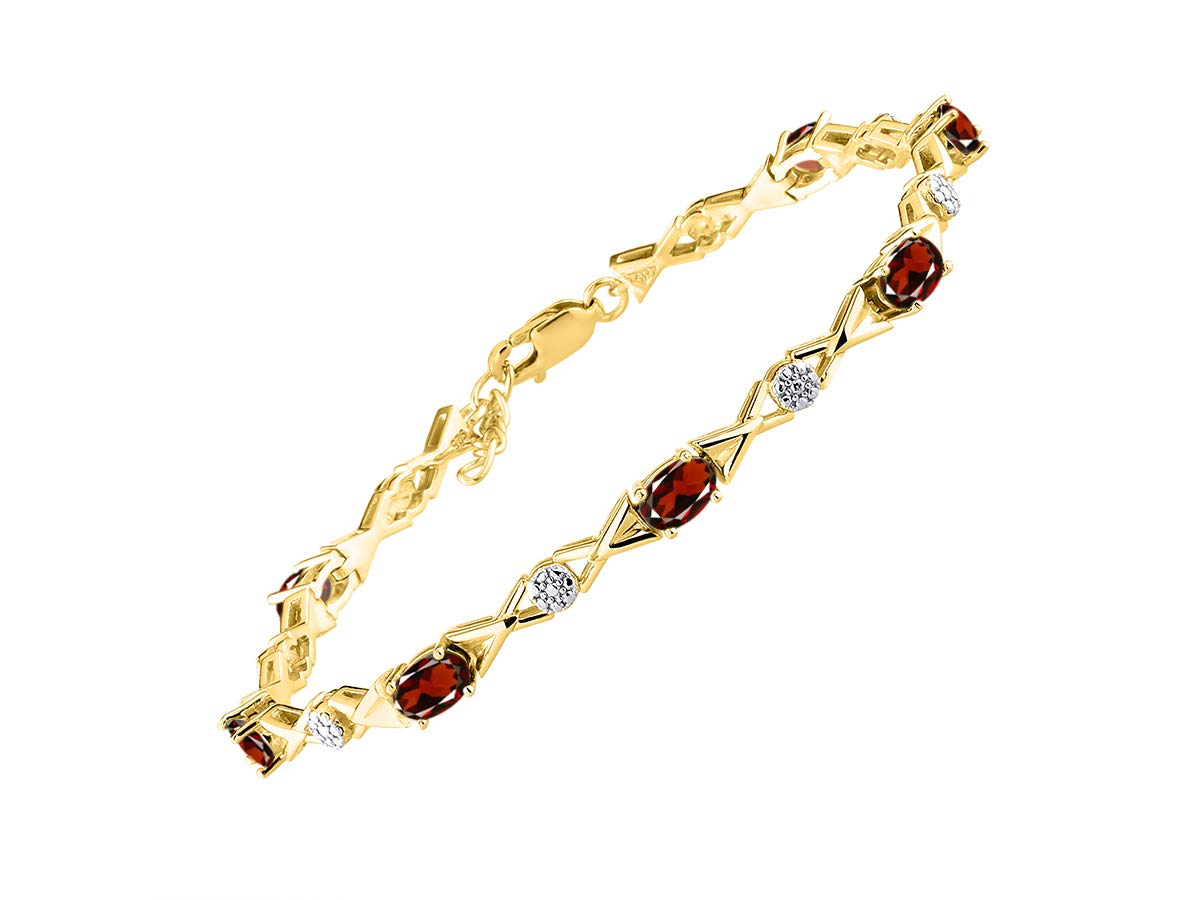 RYLOS Bracelets for Women Yellow Gold Plated Silver XOXO Hugs & Kisses Tennis Bracelet Gemstone & Genuine Diamonds Adjustable to Fit 7