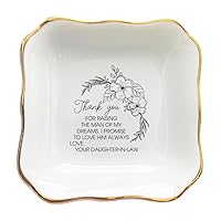 Ceramic Jewelry Tray - Thank You For Raising The Man Of My Dreams Ring Dish - Mother of The Groom Gifts From Bride - Mother Of Groom Gift - Mother In Law Gift From Daughter In Law