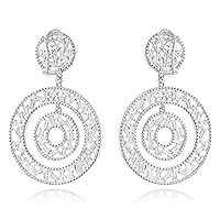 7 Ct Round Diamond Unique Bagutte Earrings 14K white Gold Over For Women & Girls