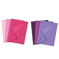 PLULON 60 Sheets Pink Tissue Paper Bulk and 60 Sheets Purple Tissue Paper Bulks