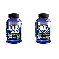Focus Factor Nutrition for The Brain, Improved Memory & Concentration Brain Supplement, Complete Multivitamin with Vitamins B6, B12, D, Bacopa Monnieri & Tyrosine, 60 Count (Pack of 2)
