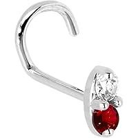 Body Candy Solid 14k White Gold 1.5mm Genuine Ruby Diamond Marquise Left Nose Stud Screw 20 Gauge 1/4