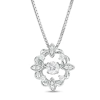 1/3 Cttw Diamond Flower Pendant Necklace in 14k White Gold Finish Sterling Silver (0.33 Cttw, J-I3) Diamond Floral Pendant Necklace
