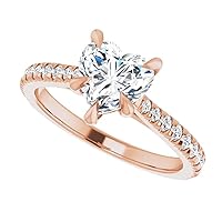 14K Solid Rose Gold Handmade Engagement Ring 1.00 CT Heart Cut Moissanite Diamond Solitaire Wedding/Bridal Ring for Woman/Her Amazing Ring