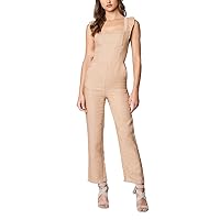[BLANKNYC] Womens Luxury Clothing Linen Jumpsuit with Ruffle Straps, Comfortable & Fashionable