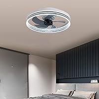 Ceiling Fans with Lamps,Ceiling Fan with Light Reversible Quiet Bedroom Led Dimmable 6 Speeds Round Fan Ceiling Light with Remote Control 50Cm Living Room/White
