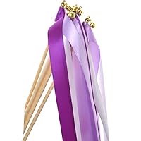 Muka 40PCS Dance Ribbons Streamers with Bells, Ribbon Length 24 inches, Fairy Sticks for Wedding (Purple)