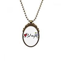 I Love Uruguay Word Flag Love Heart Illustration Antique Necklace Vintage Bead Pendant Keychain