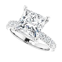 JEWELERYIUM 3 CT Princess Cut Colorless Moissanite Engagement Ring, Wedding/Bridal Ring Set, Halo Style, Solid Sterling Silver, Anniversary Bridal Jewelry, Best Rings for Women