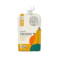 Serenity Kids 6+ Months USDA Organic Veggie Puree Baby Food Pouches | No Sugary Fruits or Added Sugar | Allergen Free | 3.5 Ounce BPA-Free Pouch | Squashes | 1 Count