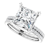 3 CT Princess Cut VVS1 Colorless Moissanite Engagement Ring Set, Wedding/Bridal Ring Set, Sterling Silver Vintage Antique Anniversary Promise Ring Set Gifts for Love