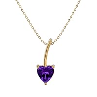 VVS Gems Certified Classic 10K Gold Heart Shape 0.5 Carats Created Gemstone Solitaire Pendant Necklace for Women, Birthstone Jewelry