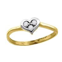 10k Gold Womens Two tone CZ Cubic Zirconia Simulated Diamond Love Heart Band Ring Jewelry for Women